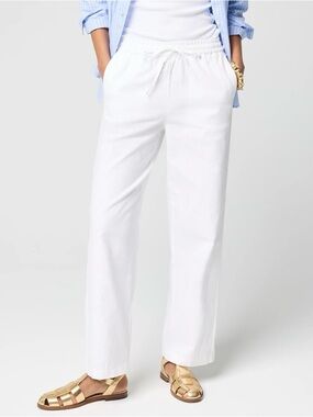 J Crew Factory Linen-Blend Slim Wide-Leg Drawstring Pant Sz 6
